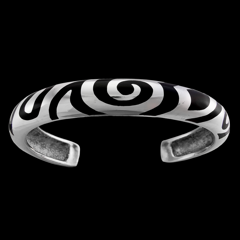 Customizable Sterling Silver Swirling Tribal Bracelet, Birthstone Cuff, Jewelry, Gemstone, Opal