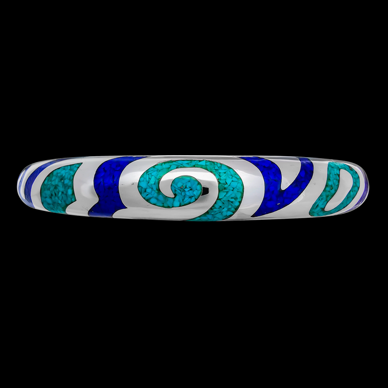 Customizable Sterling Silver Swirling Tribal Bracelet, Birthstone Cuff, Jewelry, Gemstone, Opal