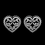 Damask Heart Earrings - Mainland Silver