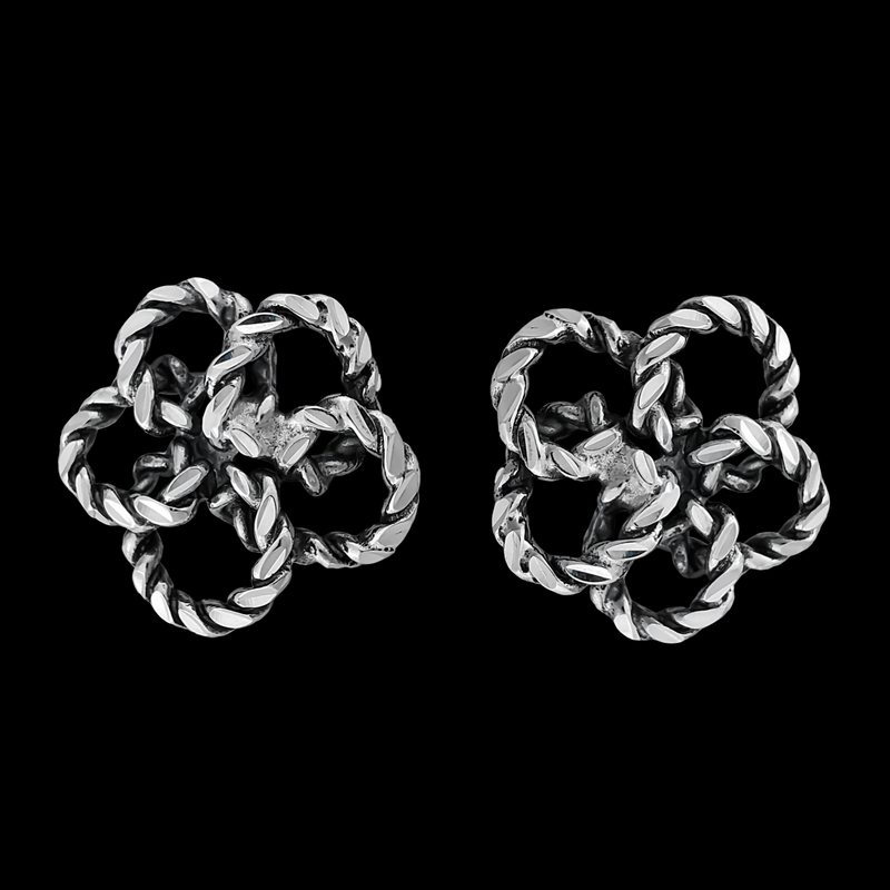 Rope Flower Stud Earrings - Mainland Silver