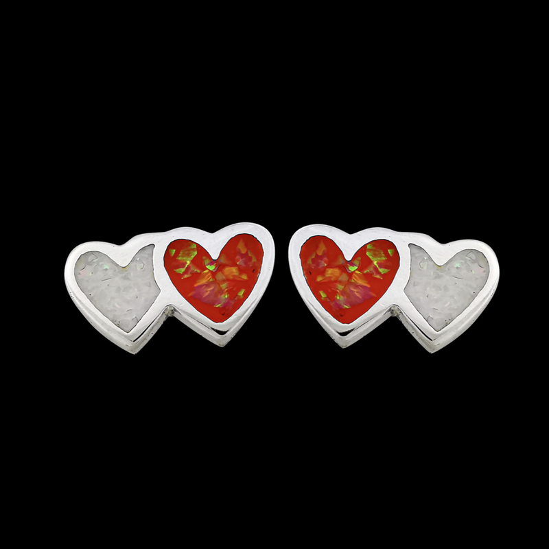 Pair of Hearts Stud Earrings - Mainland Silver