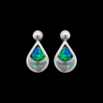 ER136 Teardrop Stud Earrings with Silver Bead