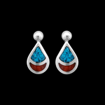 ER136 Teardrop Stud Earrings with Silver Bead