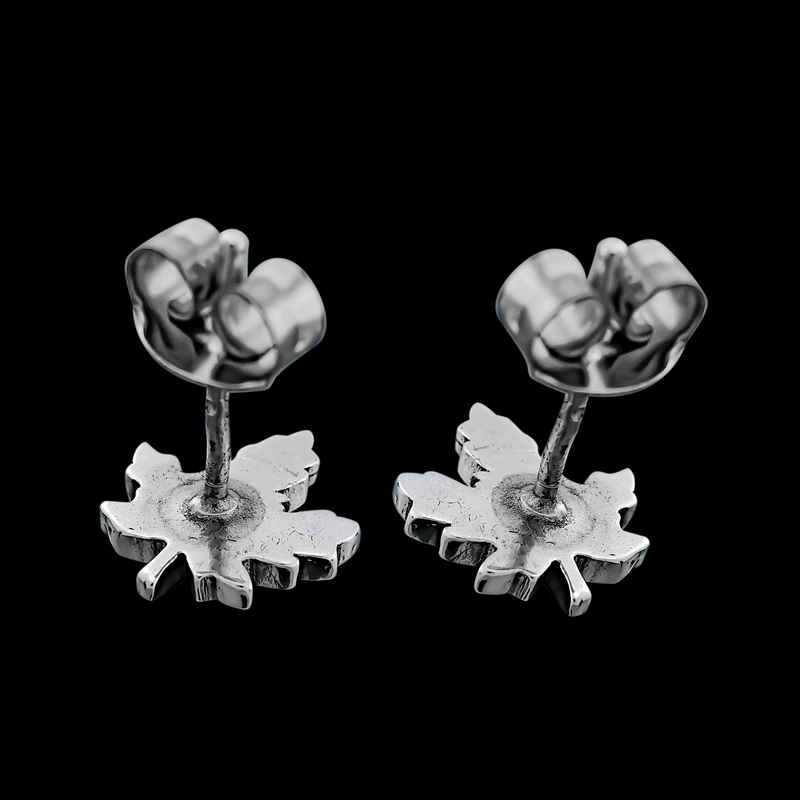 Cannabis Leaf Stud Earrings - Mainland Silver
