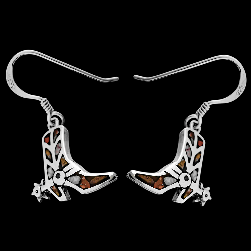 Cowboy Boot Dangle Earrings - Mainland Silver