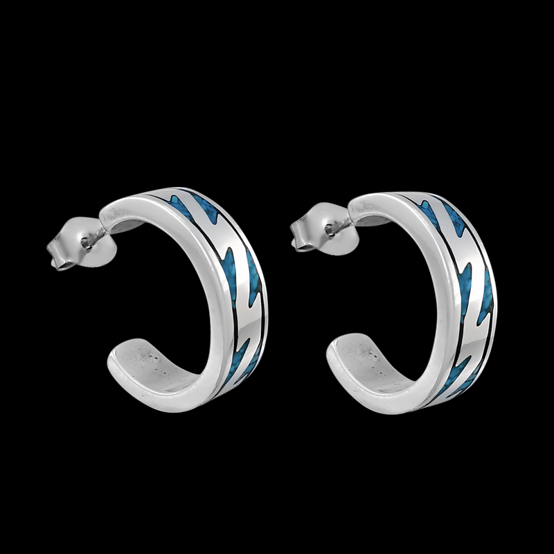 Lightning Half Hoop Stud Earrings - Mainland Silver