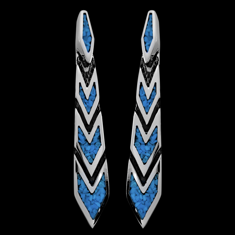 Large Chevron Dangle Earrings - Mainland Silver