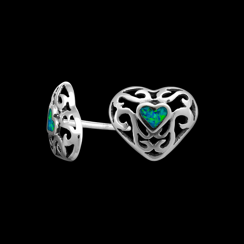 ER256 Damask Heart Stud Earrings