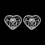 ER256 Damask Heart Stud Earrings