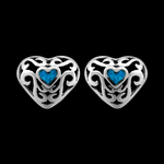 ER256 Damask Heart Stud Earrings