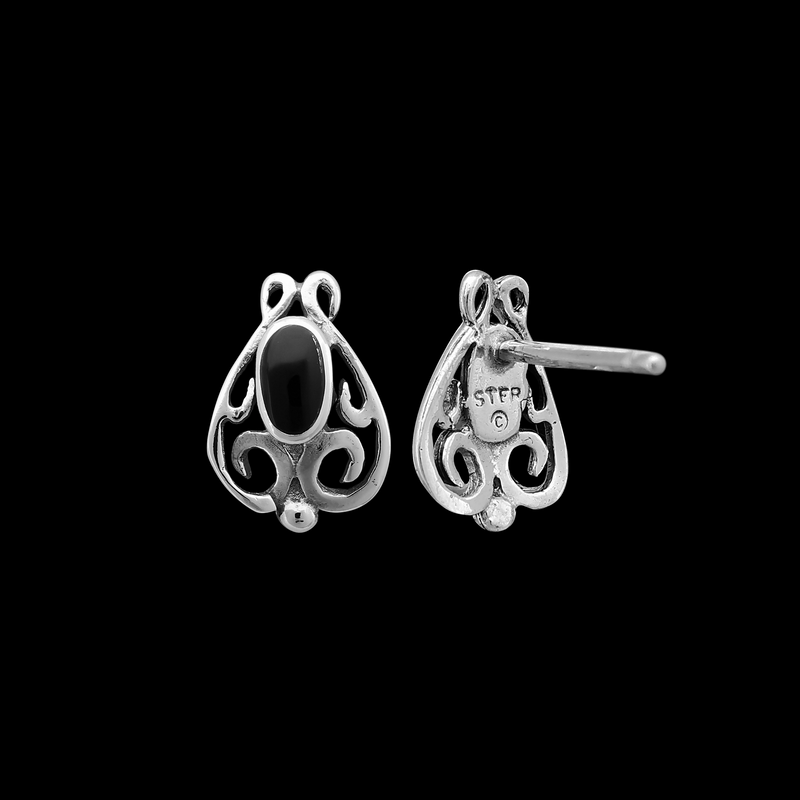 ER259 Damask Teardrop Stud Earrings