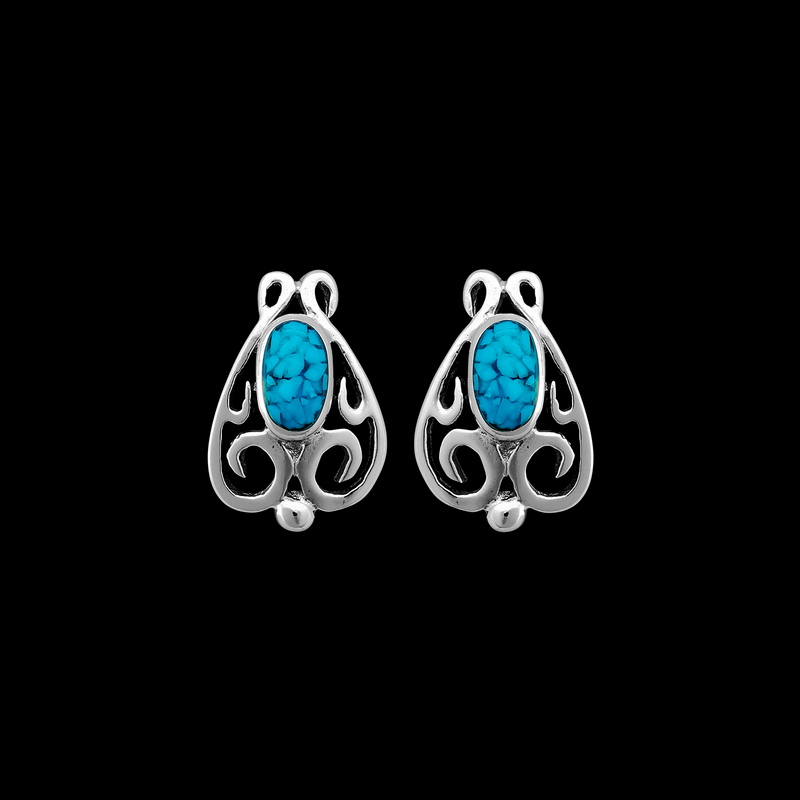 ER259 Damask Teardrop Stud Earrings