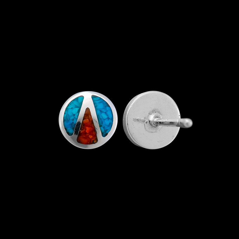 ER301 Triangle Inscribed Circle Stud Earrings