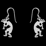 Fluting Kokopelli Dangle Earrings - Mainland Silver