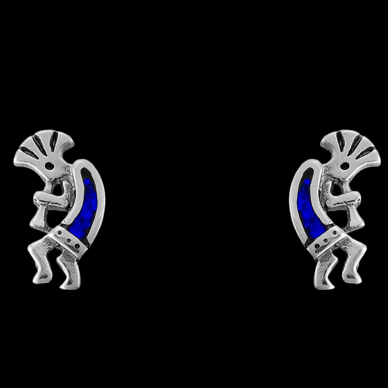 Kokopelli Stud Earrings - Mainland Silver
