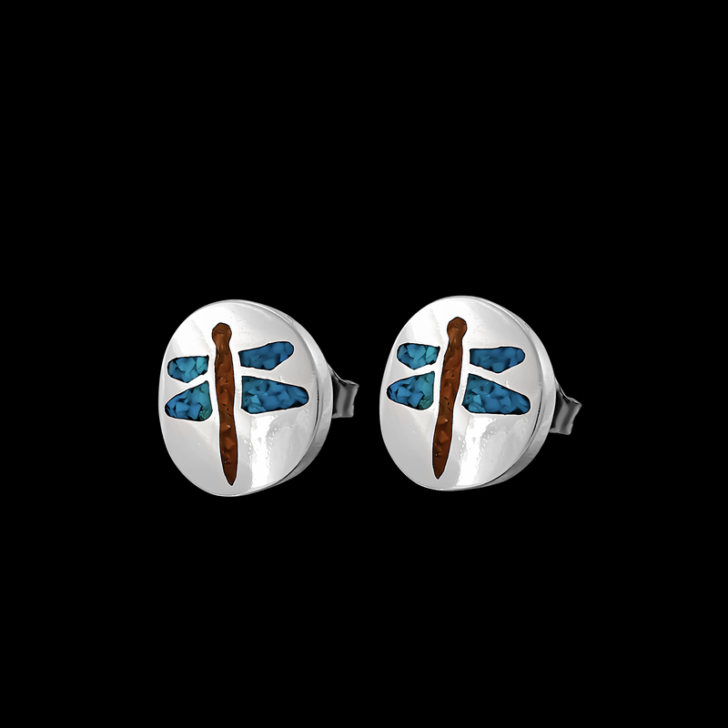 Round Dragonfly Earrings - Mainland Silver