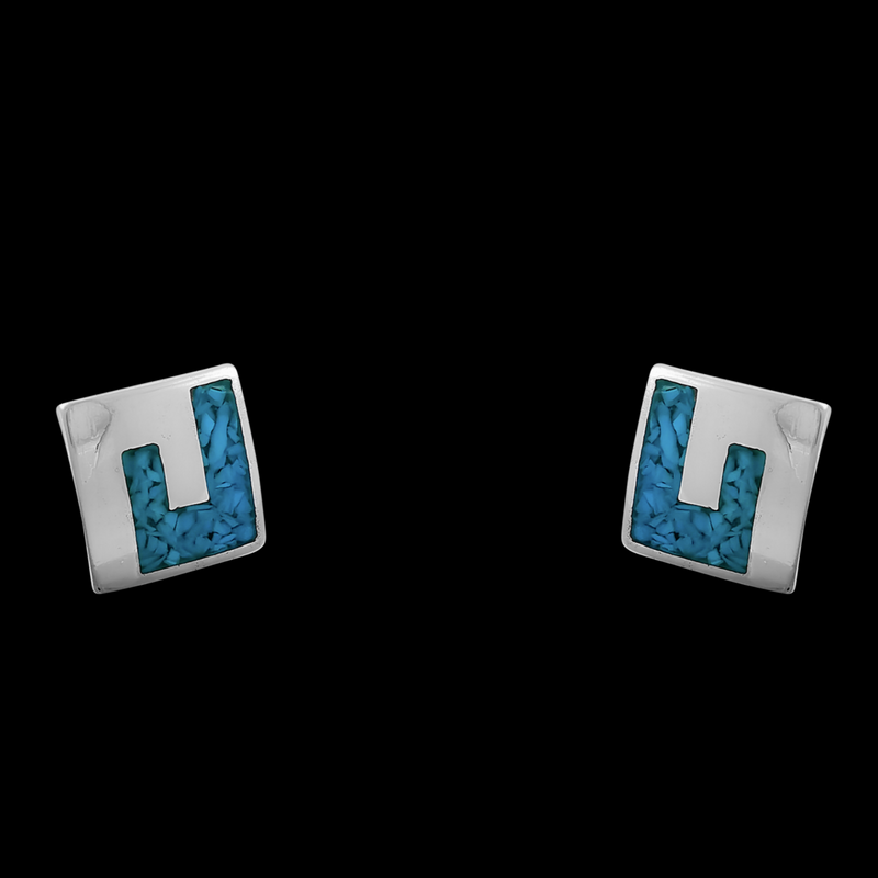 Hook Square Stud Earrings - Mainland Silver