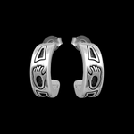 ER460 Half Hoop Bear Paw Stud Earrings