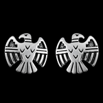 Detailed Thunderbird Stud Earrings - Mainland Silver