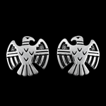 Detailed Thunderbird Stud Earrings - Mainland Silver