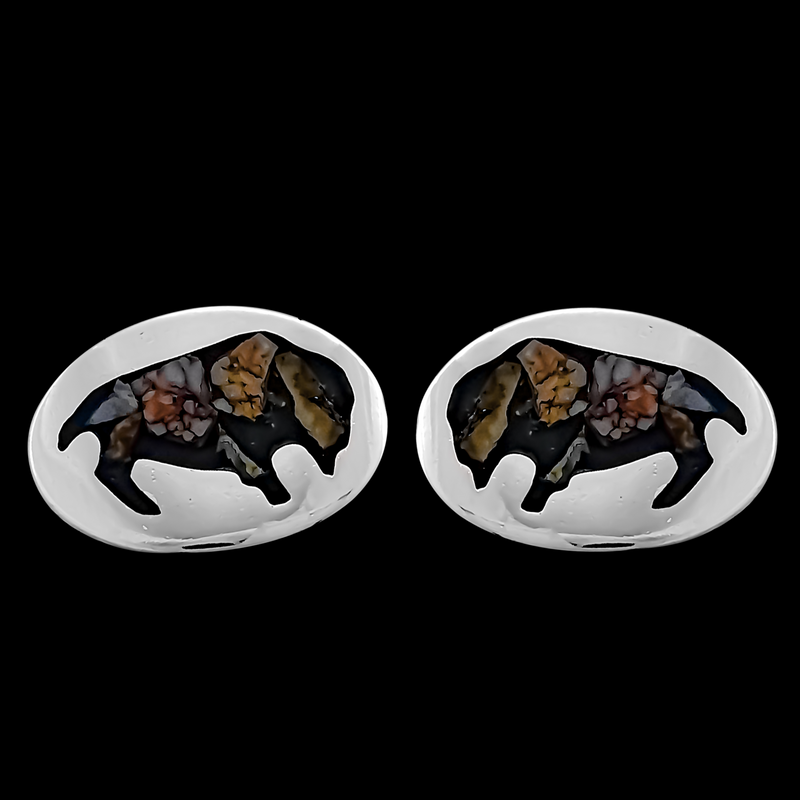 Oval Buffalo Stud Earring - Mainland Silver
