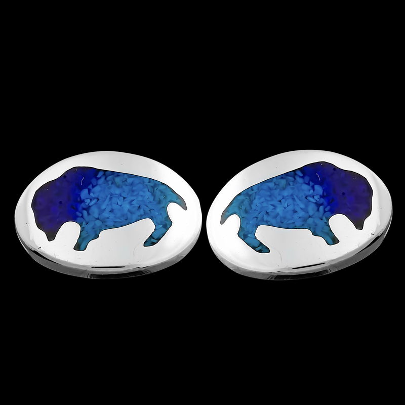 Oval Buffalo Stud Earring - Mainland Silver