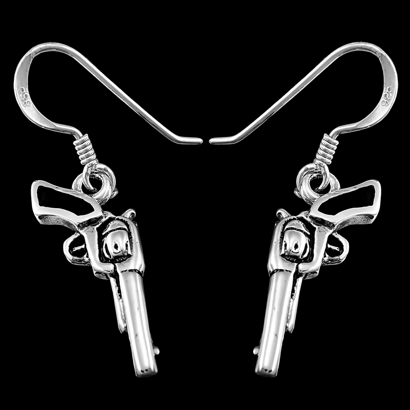 Six Shot Revolver Earrings - Mainland Silver