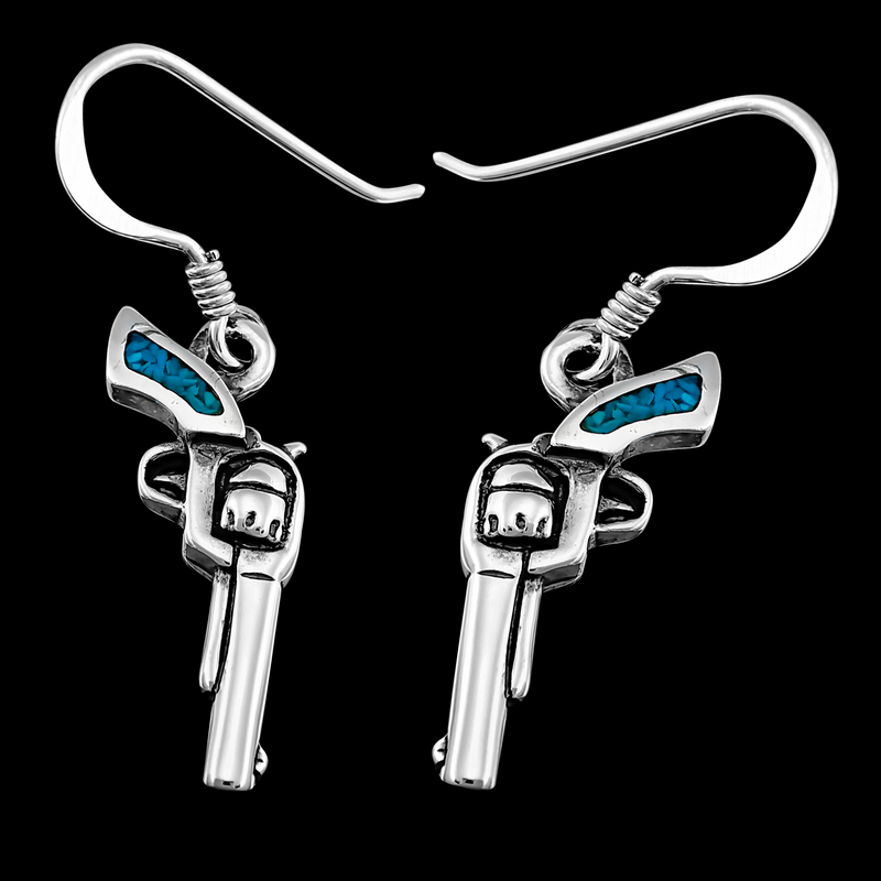 Six Shot Revolver Earrings - Mainland Silver