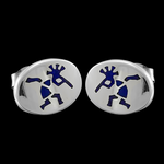 Oval Kokopelli Stud Earring - Mainland Silver