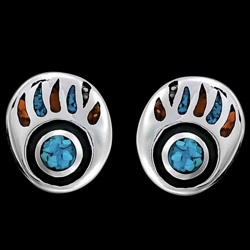 ER545 Bear Paw Statement Stud Earrings