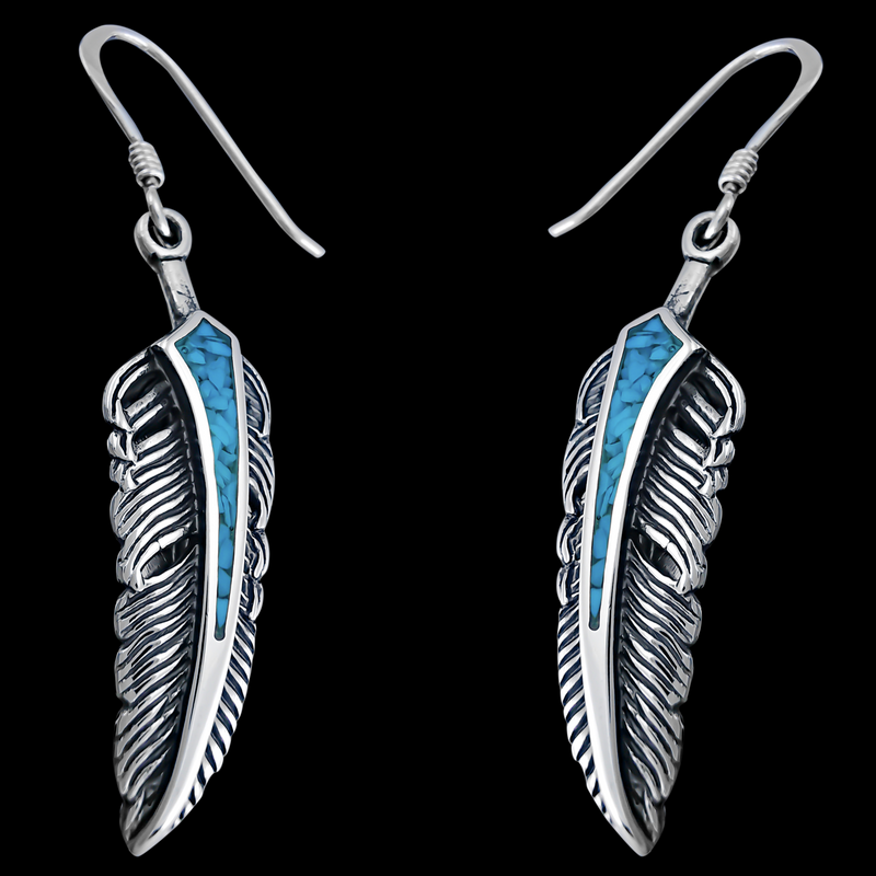 Feather Dangle Earrings - Mainland Silver