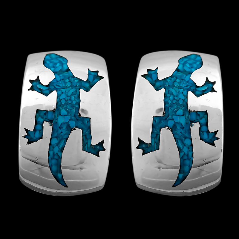 Gecko Half Hoop Stud Earrings - Mainland Silver
