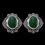 Ornate Oval Stud Earrings - Mainland Silver