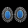 Beaded Accent Oval Stud Earrings - Mainland Silver