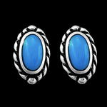 Spiral Accent Oval Stud Earrings - Mainland Silver