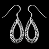 Damask Teardrop Dangle Earrings - Mainland Silver