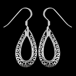 Damask Teardrop Dangle Earrings - Mainland Silver