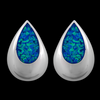 Teardrop Inlaid Stud Earrings - Mainland Silver