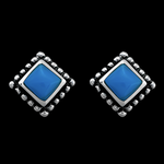 Beaded Accent Square Stud Earrings - Mainland Silver