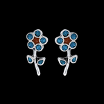 Flower with Stem Stud Earrings - Mainland Silver