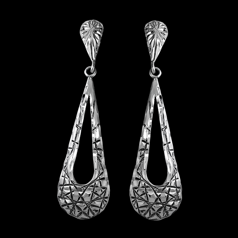 Abstract Double Teardrop Stud Earrings - Mainland Silver