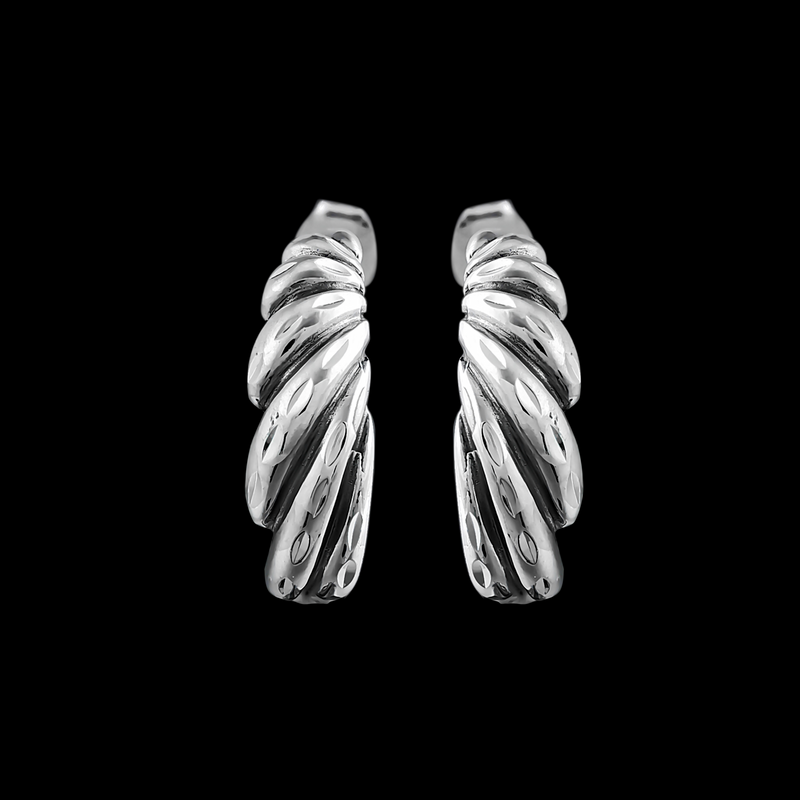 Spiral Half Hoop Stud Earrings - Mainland Silver