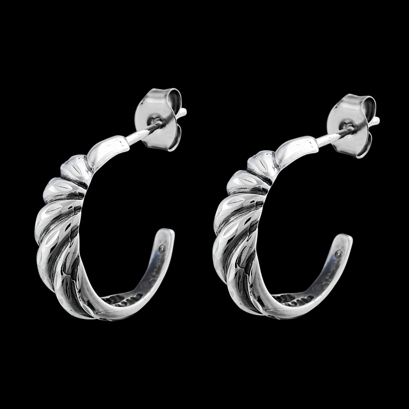 Spiral Half Hoop Stud Earrings - Mainland Silver