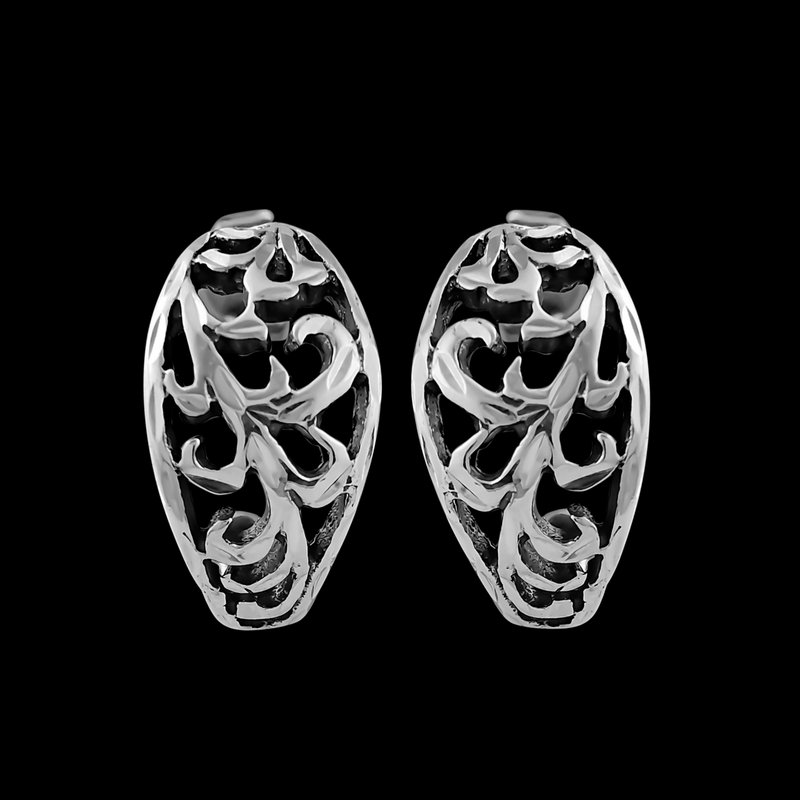 Fiddlehead Half Hoop Stud Earrings - Mainland Silver