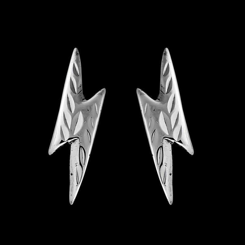 Lightning Bolt Stud Earrings - Mainland Silver
