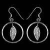 Encased Leaves Circular Dangle Earrings - Mainland Silver