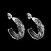 Roses Half Hoop Stud Earrings - Mainland Silver
