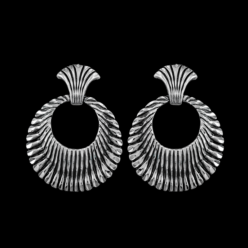 Circular Seashell Stud Earrings - Mainland Silver