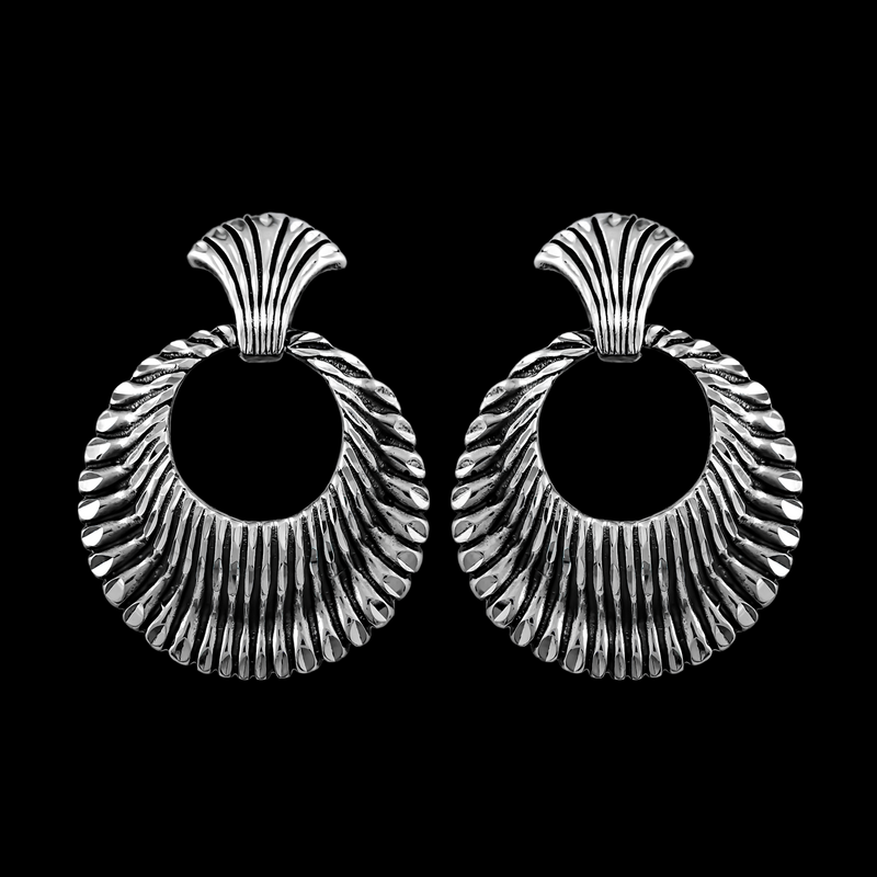 Circular Seashell Stud Earrings - Mainland Silver