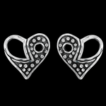 Unique Beaded Heart Stud Earrings - Mainland Silver